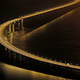 A close-up of a bend in the bridge, seen from Hong Kong.